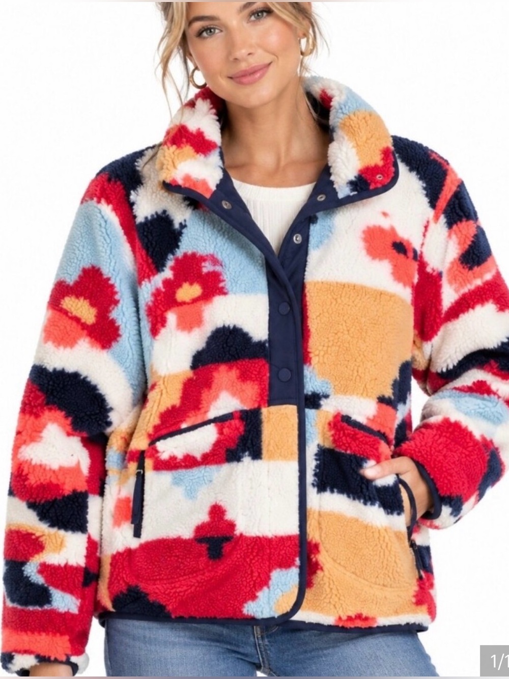 15.New Free People Movement Hit The Slopes Printed Fleece Jacket  $198